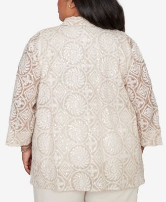 Plus Size Natural Wonder Sequin Medallion Two In One Top