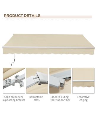 12' x 8' Retractable Awning, Patio Awning Sun Shade Shelter,