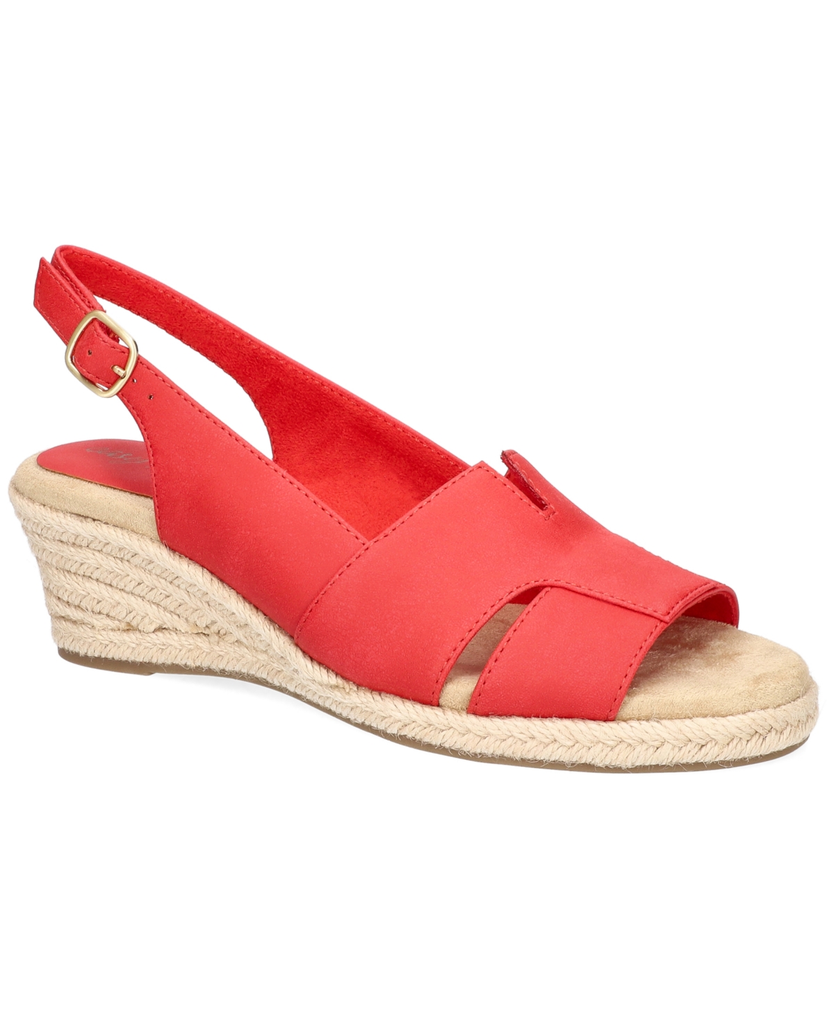 Easy Street Women's Resort Espadrille Wedge Sandals - Red