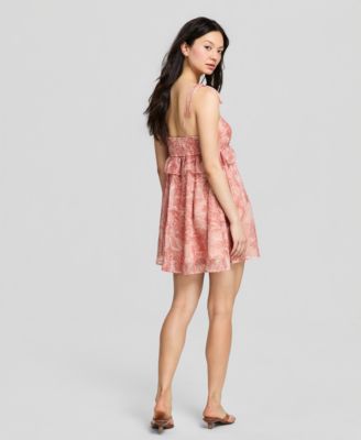 Women's Paisley Ruffle Mini Dress