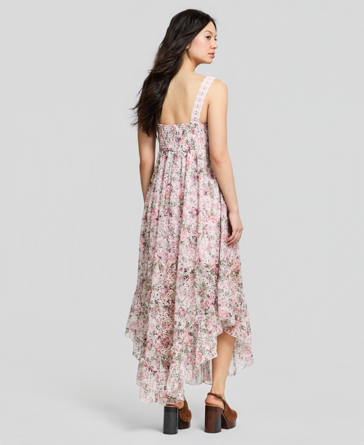 And Now This Women's Asymmetrical Chiffon Eyelet Maxi Dress, Macy's Exclusive