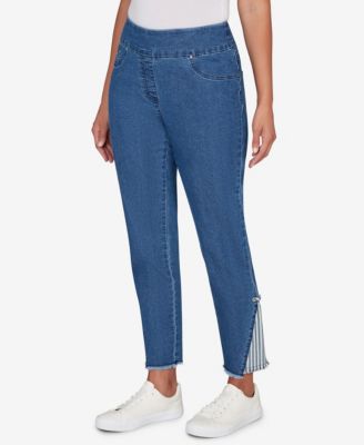 Petite Nautical Stripe Inset Slim Fit Jeans