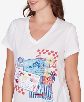 Petite Embellished Postcard Graphic T-shirt