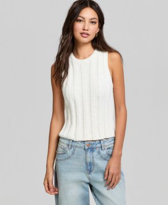 Petite Crew Neck Sleeveless Top