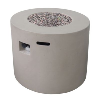 31 Inch Round MgO Fire Pit 40000 BTU Light Weight Concrete Light Grey for Outdoor Patio Backyard