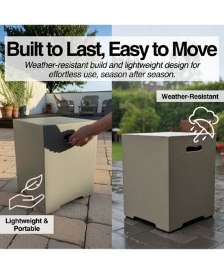 16 Inch Propane Tank Cover 20 LB Outdoor Storage Hideaway Table Concrete Tank Holder Cement Grey Light Grey