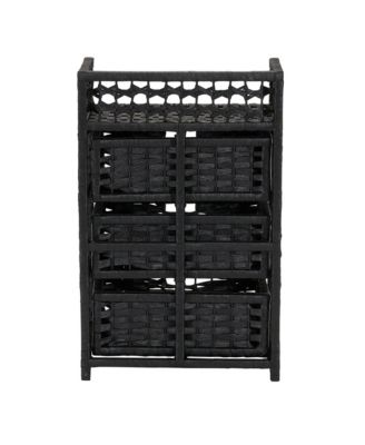 Woven 3 Drawer Chest with Cutout Handles, Paper Rope Stained