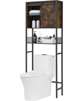 Toilet Storage Cabinet, Bathroom Organizer with Sliding Doors, Adjustable Shelf for Bathroom