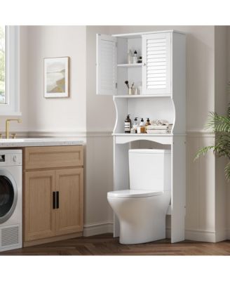 66.7" h Bathroom Organizer with Anti-Tip Device, Ventilated Louvered Doors, for Bathroom