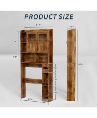 67.4" h Bathroom Storage Organizer with Glass Door, for Toilet, Laundry Room