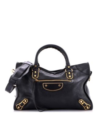 Medium City Classic Metallic Edge Bag Leather