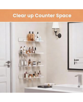 4 Pack Acrylic Wall Shelves - Space Saving, Durable, Easy Install