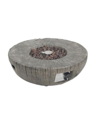 30000 BTU Patio MGO Propane Fire Pit Light Grey Round Design Adjustable Flame No Assembly Required