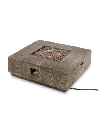Wellington Square Iron Fire Pit with Wood Pattern 50000 BTU Tank Outside