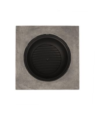 32 Inch MgO Light-Weight Concrete Wood Burning Square Fire Pit Grey for Outdoor Patio Backyard