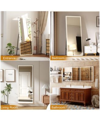 71"x 28" Full Body Mirror with LED Light, Floor Mirror, dimming 3 Colors Lighting Bedroom Bathroom