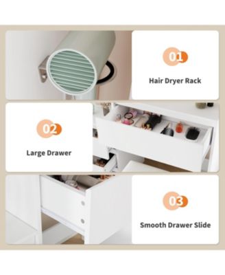 Makeup Vanity Lights - 36-Inch Vanity Desk - 4 Large Drawers Dresser - 3 Lighting Modes for Bedrooms, Apartments