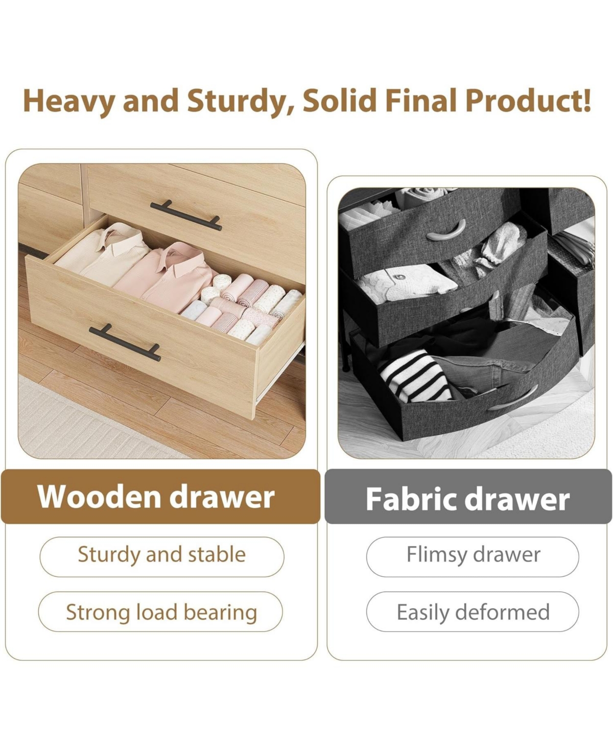 gaomon 52" Wide 6 Drawer Closet Dresser, Freestanding Wooden Storage Cabinet for Bedroom or Living Room