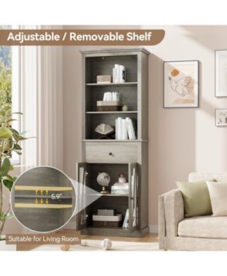 67" Tall Bathroom Storage Cabinet - Storage Cabinet with Shelf & Drawer Tower Storage Cabinet for Bathroom, Living Room