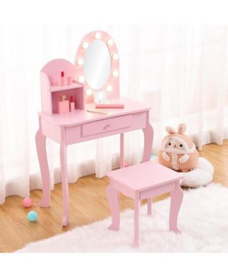 Kids Vanity - Vanity Desk Mirror Lights - Girls Vanity for Bedrooms, Apartments, Easy to Assemble