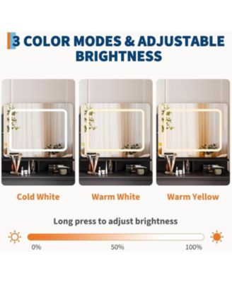 36" Makeup Vanity Desk with LED Lights, 4 Large Drawers, and 3 Lighting Modes