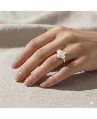 Sterling Silver, Mother of Pearl Clover - Gold Plated