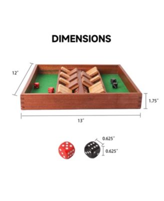 2-Player Wooden Shut The Box 12 Numbers Dice Game Board with Red/Black Dices, Popular English Game