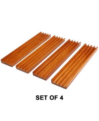 Domino & Playing Card Racks Set of 4, Wooden Domino and Playing Cards Trays Holders Organizer