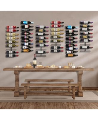 9-Bottle Wall Mounted Metal Wine Rack - Holds Wine Bottles, Liquor, Champagne