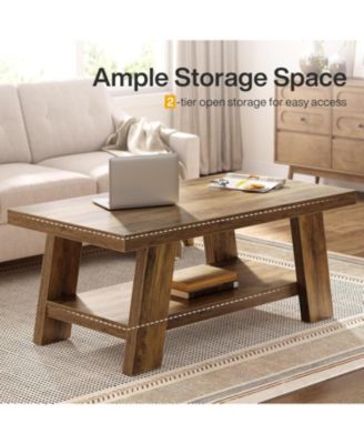 2-Tier Coffee Table with Storage Shelves, 47.24"