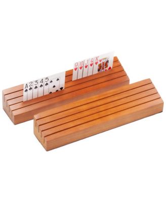 Set of Wooden Playing Card Holders Tray Racks Organizer Set for Kids Seniors Adults