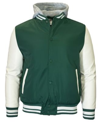 Men's Ribbed Collar Hooded Varsity Jacket