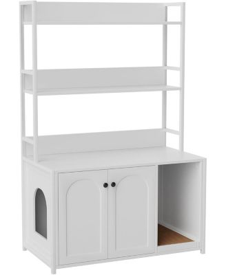 Litter Box Enclosure with 2 Storage Shelves