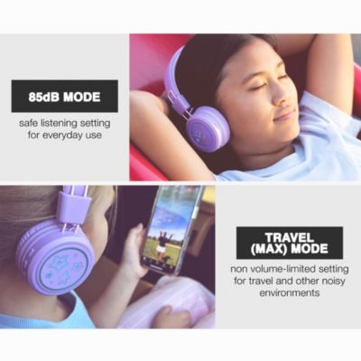 KidJamz KJ55BT (2 Pack) Bluetooth Wireless Headphones for Kids w/ LED Lights