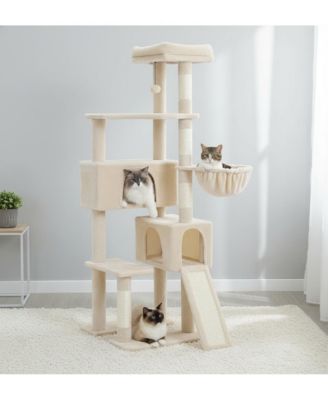 65in Large Cat Tree Tower: Hammocks, Scratch Columns, Jumping Platform Space