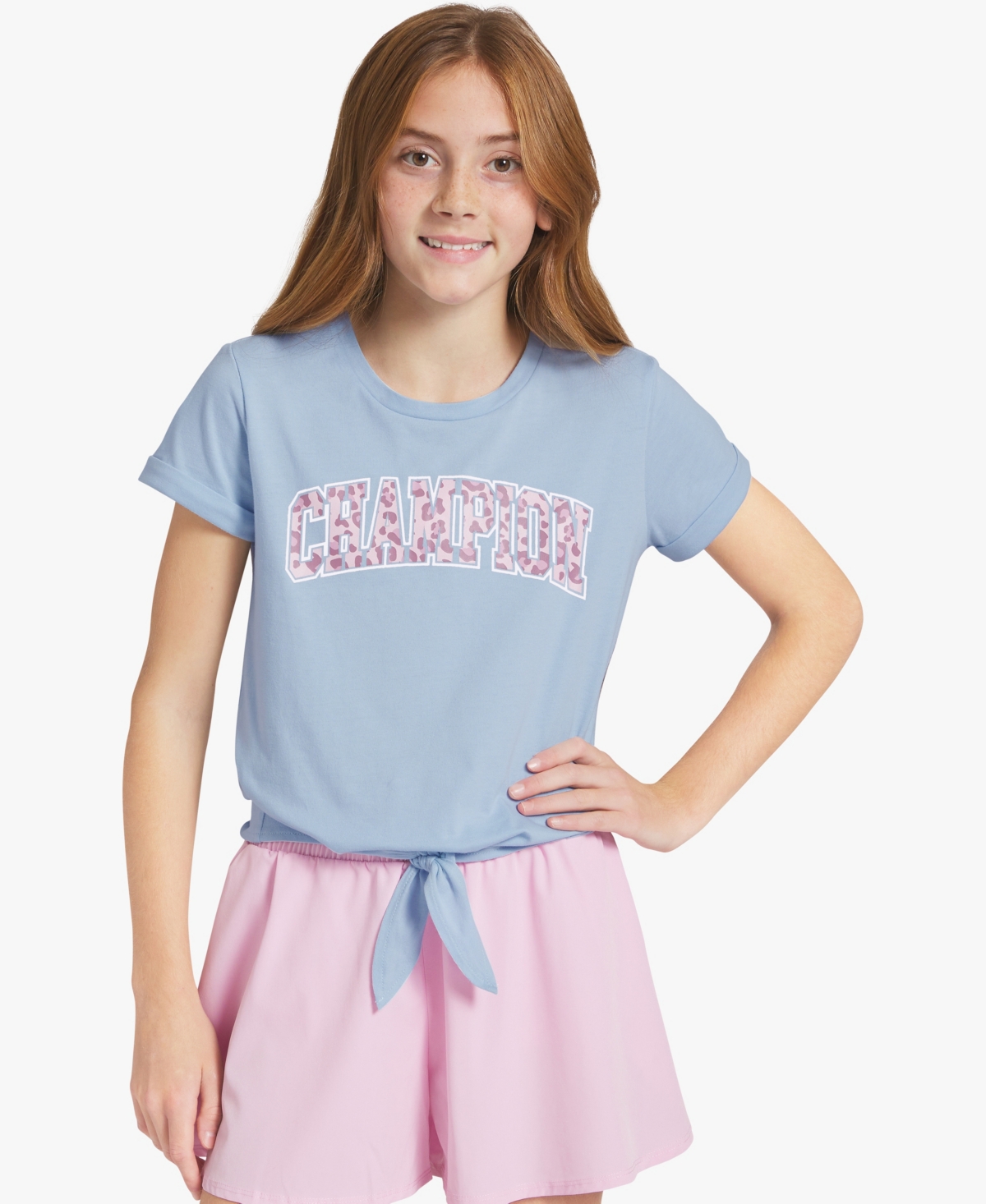 Champion Girls' 7-16 Tie-Front Crewneck T-Shirt