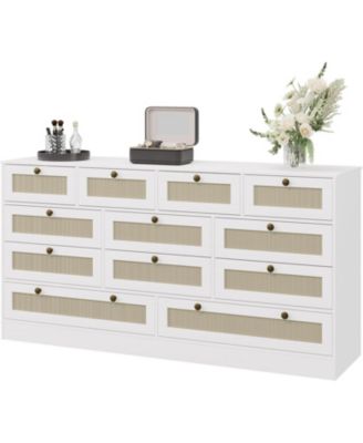 12 Drawer Wood Dressers for Bedroom, Wooden Dressers for Adult Bedroom, Modern TV Stand Dresser for 65 inch TV, 61'' Wide Chest of Drawers