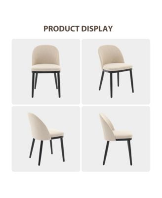 Modern Wooden Dining Chairs Set, Fabric Upholstered High Back Deep Seat Kitchen & Dining Room Chairs