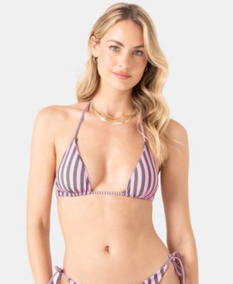 Juniors' Stripe Out Reversible Tiki Triangle Top