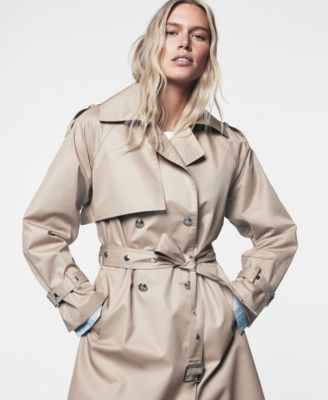 Women’s Long Double-Breasted Belted Trench Coat