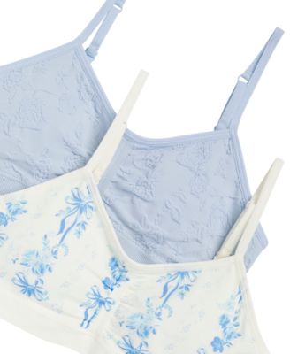 Girls' 6-16 Seamless Ruched Crop Bras, 2-Pack