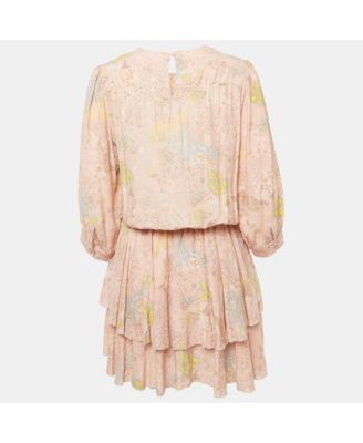 Womens Rooka Print Silk Blend Glam Rock Mini Dress