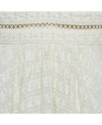 Womens Cream Zephyr Broderie Cotton Plunge Neckline Mini Dress