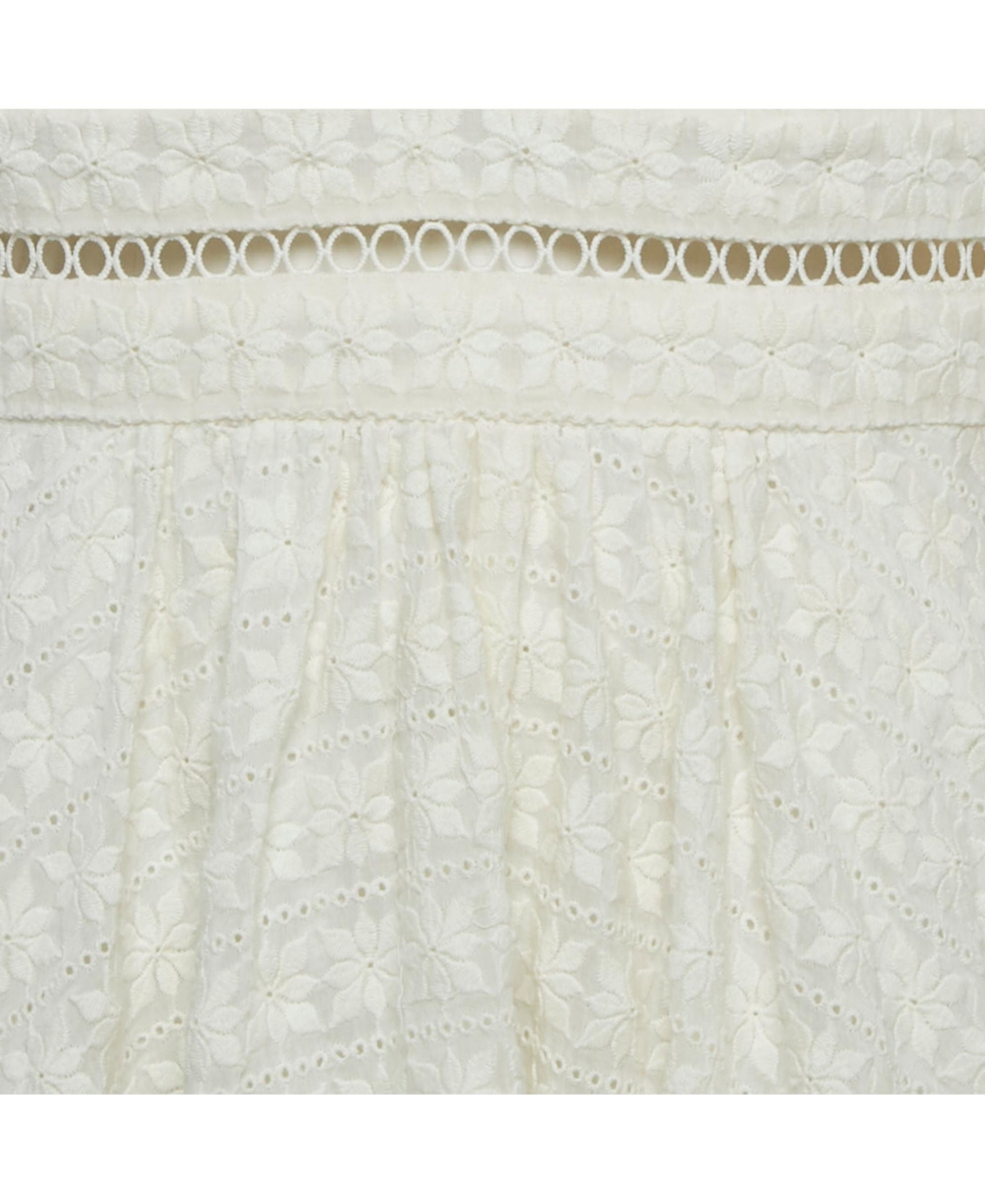 Pre-Owned Zimmermann Womens Cream Zephyr Broderie Cotton Plunge Neckline Mini Dress