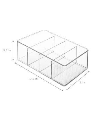 2 Pack Storage Bins with Dividers - Store Tea Bags, Seasonings, Drink Packets, Oatmeal