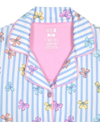 Girls' 6X-14 Stripe Bow Top, Short Pants & Scrunchie, 3-Piece Set