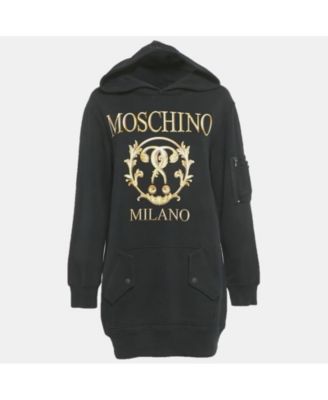 Womens Couture Black Logo Print Cotton Oversized Hoodie