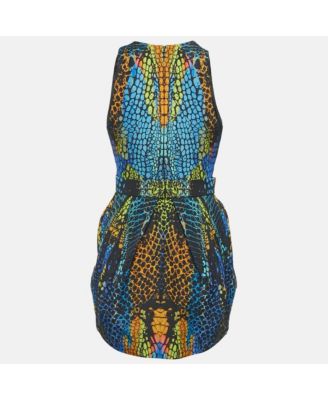 Womens Multicolor Printed Cotton Blend Mini Dress
