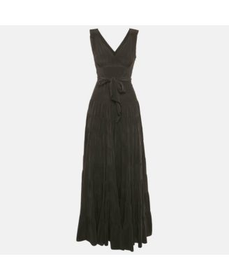 Women's Black Silk Flared Maxi Dress