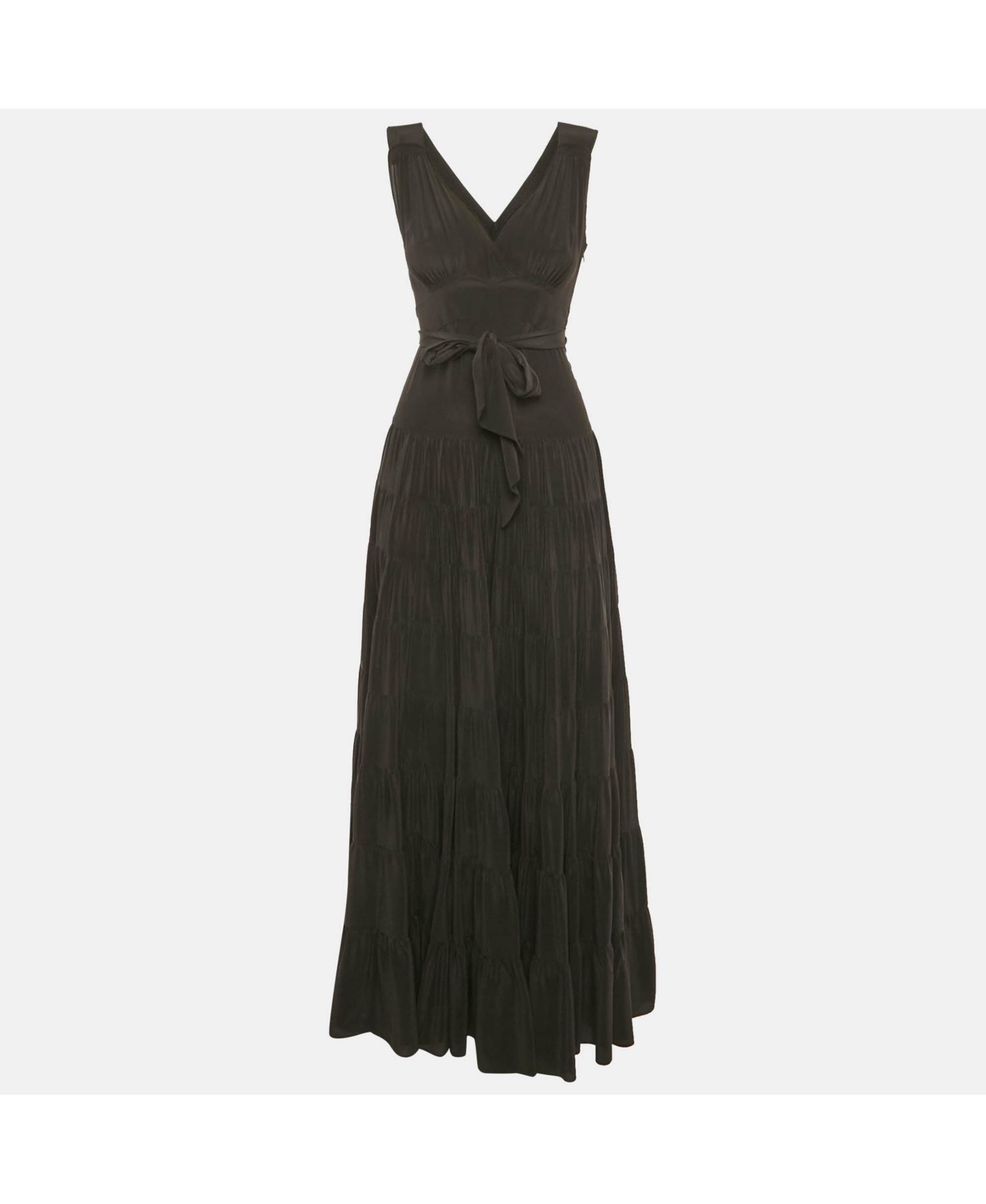 Women's Black Silk Flared Maxi Dress